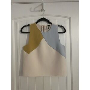 Topshop Women's Colorblock‎ Sleeveless Shirt Raw Hem Size 4